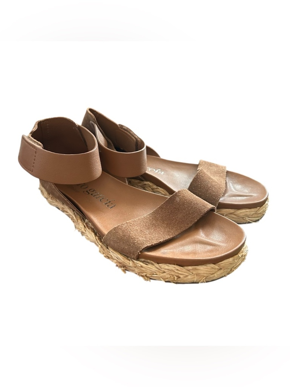 PEDRO GARCIA 40.5 JAIDA SANDAL suede leather w raffia cork sole trim comfort - Picture 12 of 12